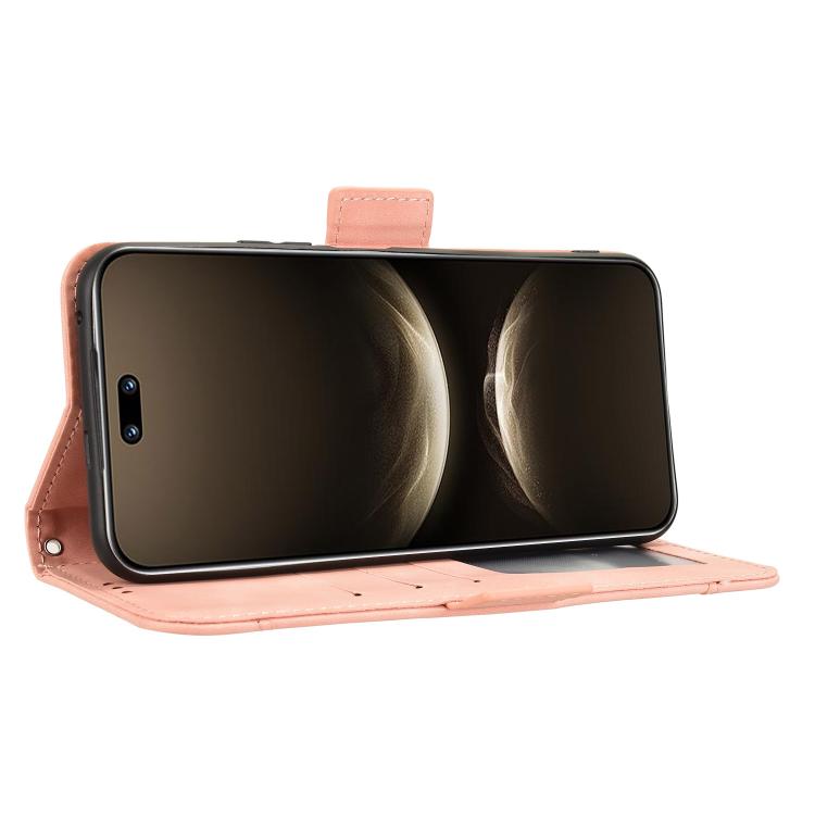 Funda de piel con textura de becerro y ranuras para tarjetas para Huawei Nova 14 Pro 5G (rosa)
