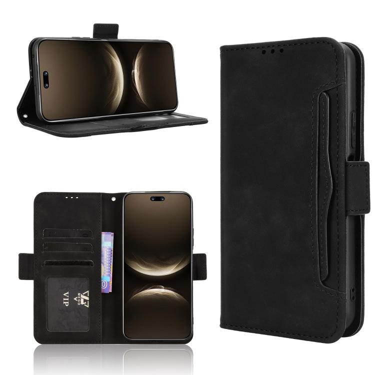 Funda de piel con textura de becerro y ranuras para tarjetas para Huawei Nova 14 Pro 5G (negra)