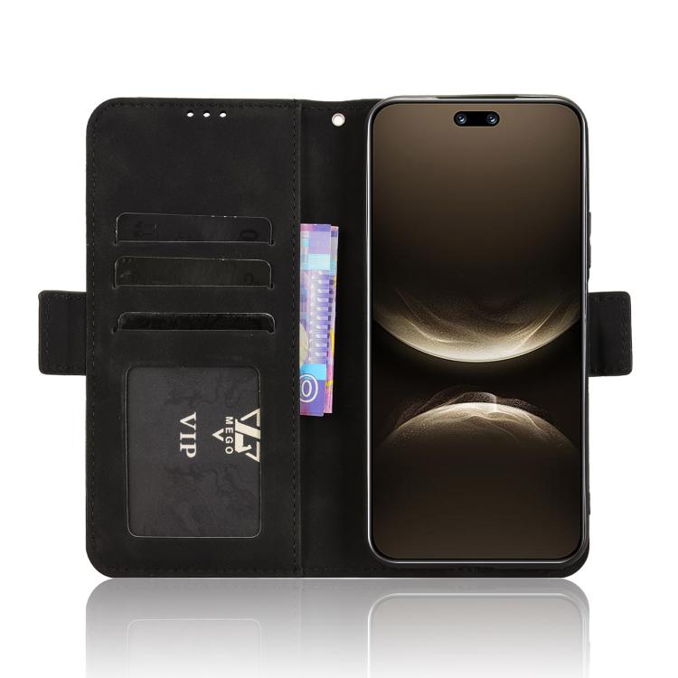 Funda de piel con textura de becerro y ranuras para tarjetas para Huawei Nova 14 Pro 5G (negra)