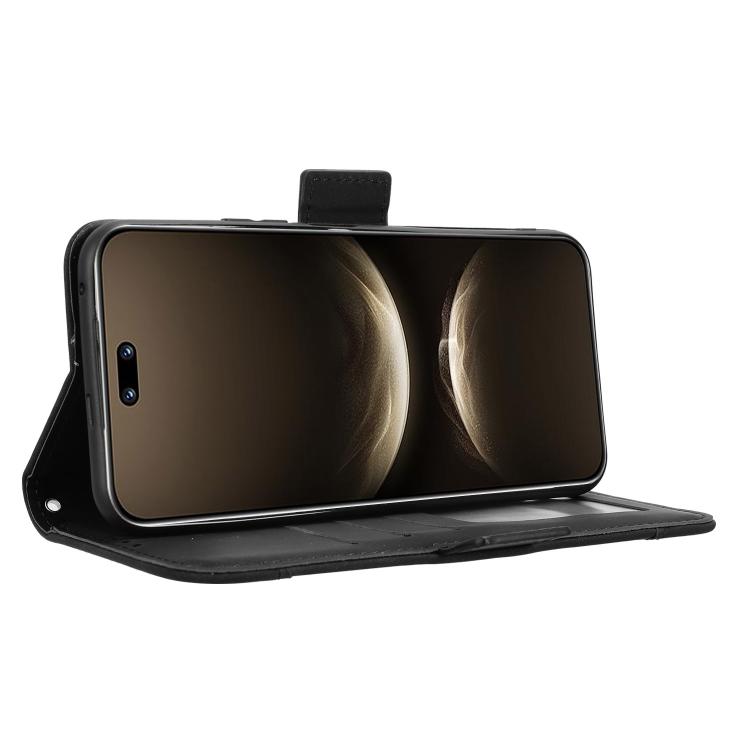 Funda de piel con textura de becerro y ranuras para tarjetas para Huawei Nova 14 Pro 5G (negra)