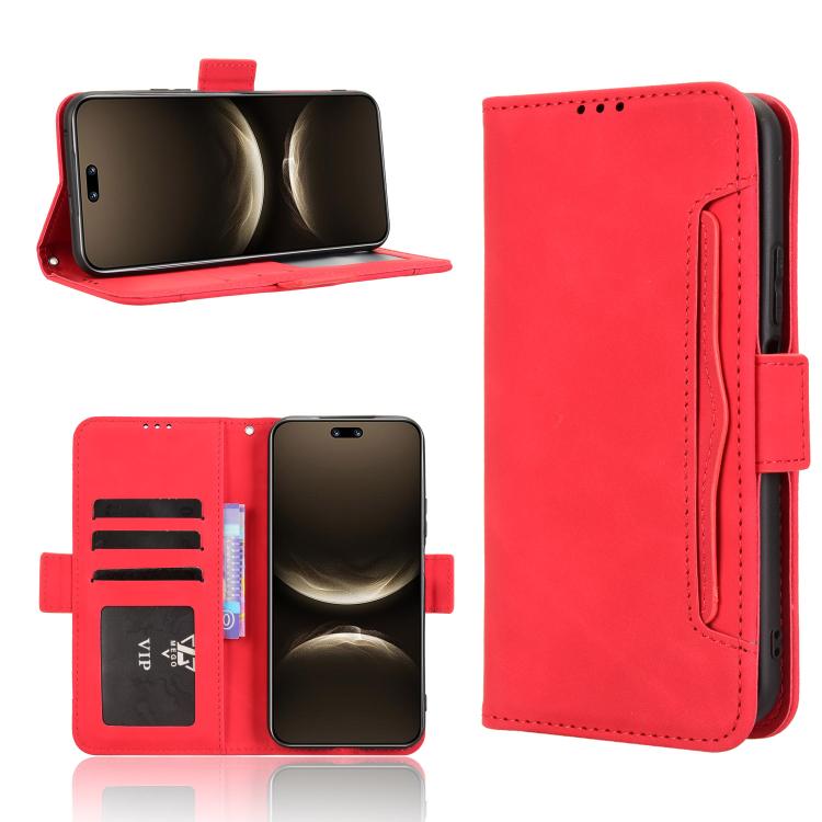 Funda de piel con textura de becerro y ranuras para tarjetas para Huawei Nova 14 Pro 5G (roja)