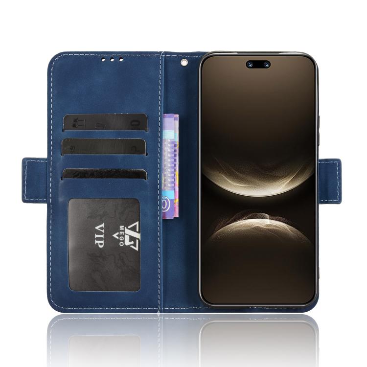 Funda de piel con textura de becerro y ranuras para tarjetas para Huawei Nova 14 Pro 5G (azul)
