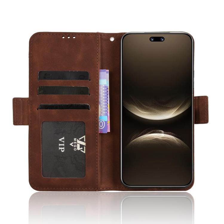 Funda de piel con textura de becerro para Huawei Nova 14 Pro 5G, con ranuras para tarjetas (marrón)