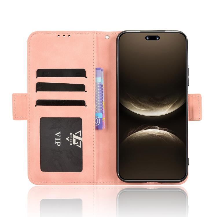 Funda de piel con textura de becerro y ranuras para tarjetas para Huawei Nova 14 Ultra 5G (rosa)