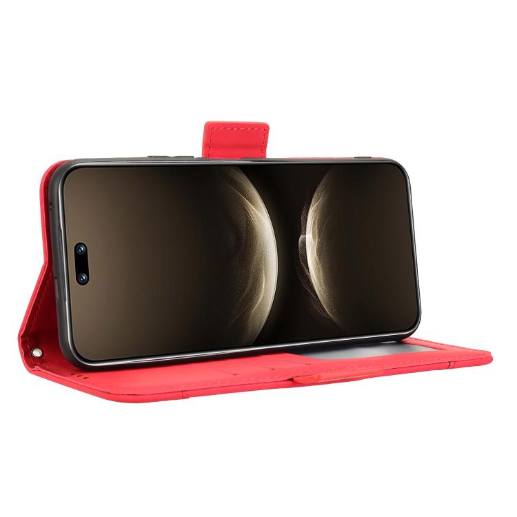 Funda de piel con textura de becerro y ranuras para tarjetas para Huawei Nova 14 Ultra 5G (roja)