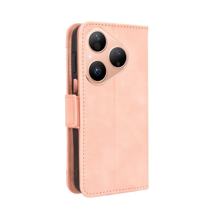 Funda de piel con textura de becerro y ranuras para tarjetas para Huawei Pura 80 5G (rosa)