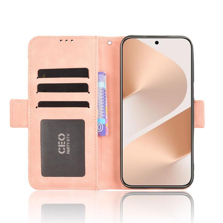 Funda de piel con textura de becerro y ranuras para tarjetas para Huawei Pura 80 5G (rosa)
