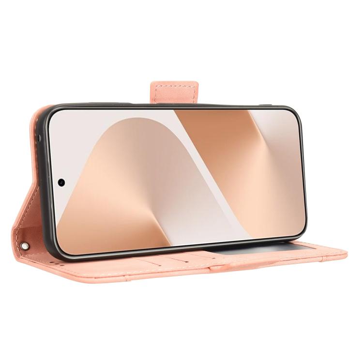 Funda de piel con textura de becerro y ranuras para tarjetas para Huawei Pura 80 5G (rosa)