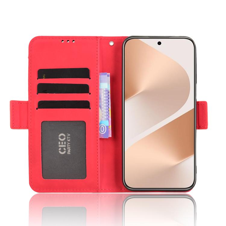Funda de piel con textura de becerro para Huawei Pura 80 5G, con ranuras para tarjetas (roja)