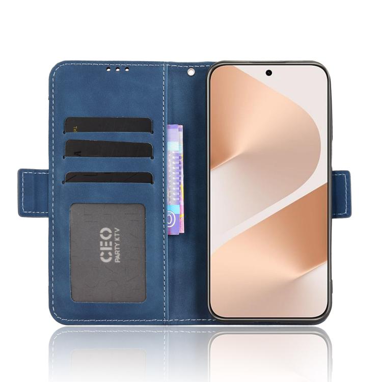 Funda de piel con textura de becerro para Huawei Pura 80 5G, con ranuras para tarjetas (azul)