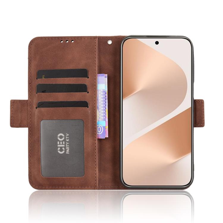 Funda de piel con textura de becerro y ranuras para tarjetas para Huawei Pura 80 5G (marrón)