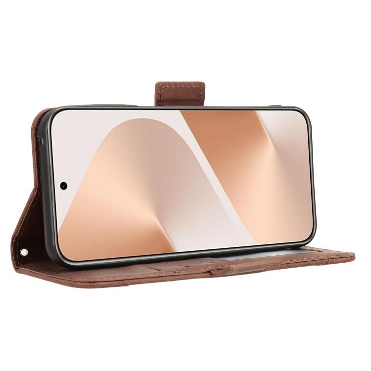 Funda de piel con textura de becerro y ranuras para tarjetas para Huawei Pura 80 5G (marrón)