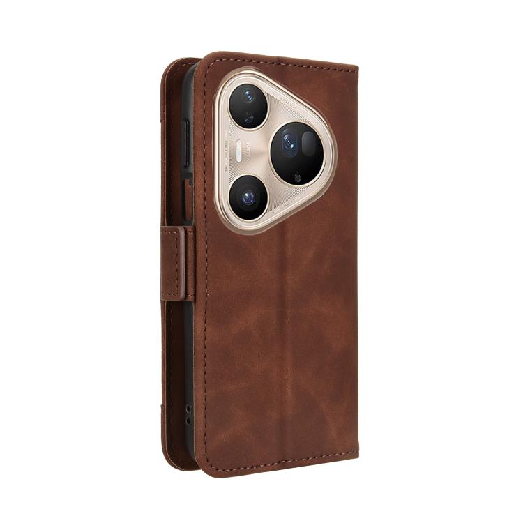 Funda de piel con textura de becerro y ranuras para tarjetas para Huawei Pura 80 Pro 5G / 80 Pro+ 5G (marrón)