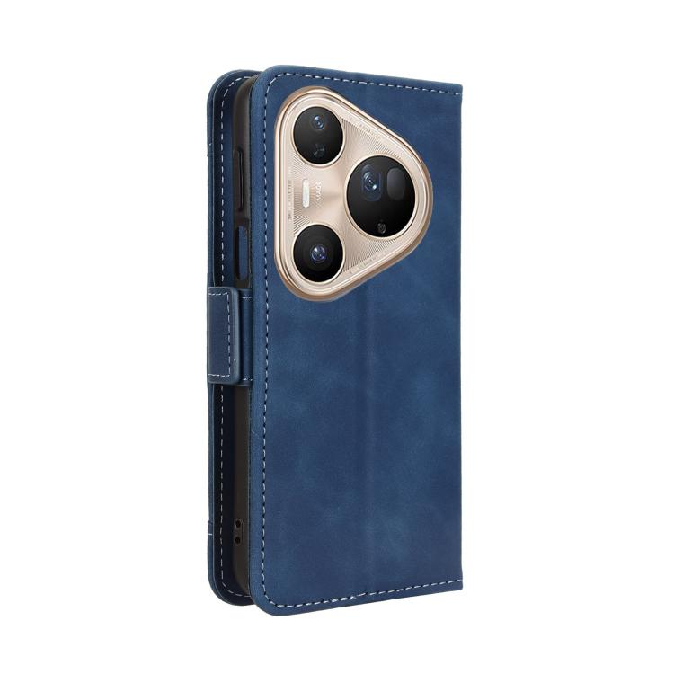 Funda de piel con textura de becerro y ranuras para tarjetas para Huawei Pura 80 Ultra 5G (azul)