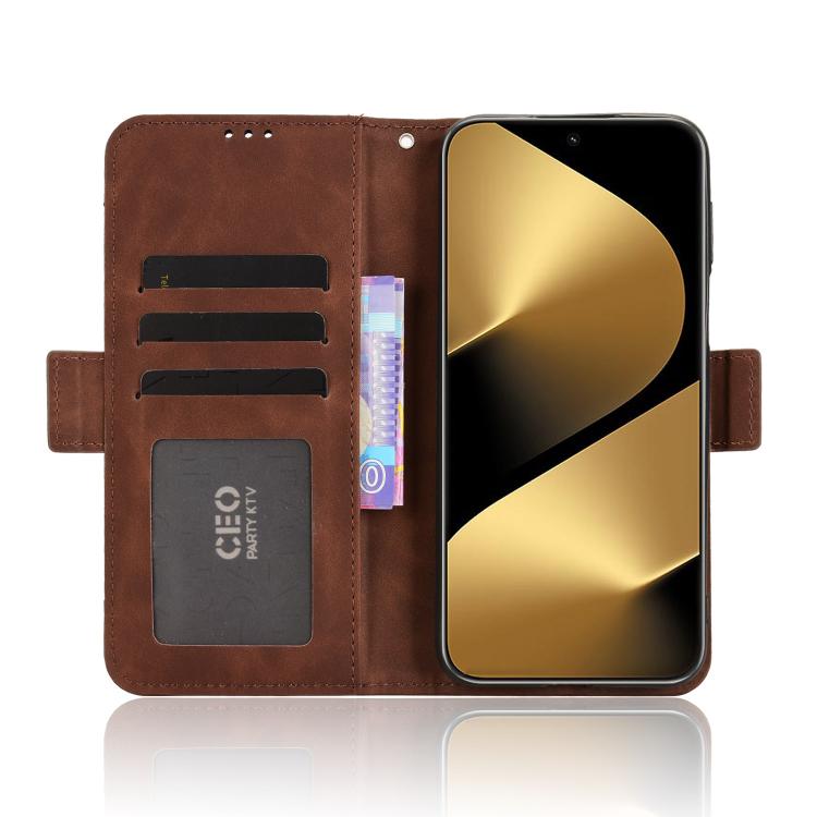 Funda de piel con textura de becerro y ranuras para tarjetas para Huawei Pura 80 Ultra 5G (marrón)