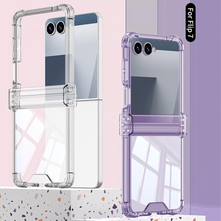 Funda GKK con bisagra y airbag para Samsung Galaxy Z Flip7 5G (transparente)