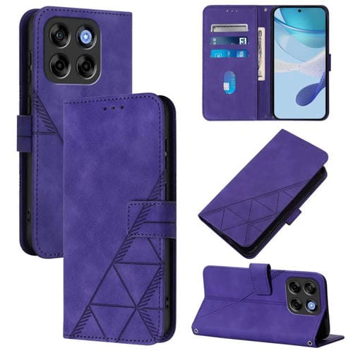 Funda de Cuero con Tapa para ZTE Blade V70 Vita/V70 con Diseño En Relieve 3D (Morado)