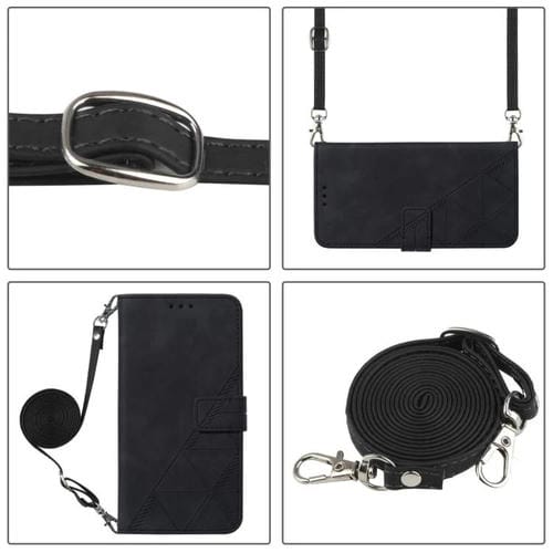 Funda de cuero con tapa y relieve 3D para ZTE Blade A52 Lite (negra)
