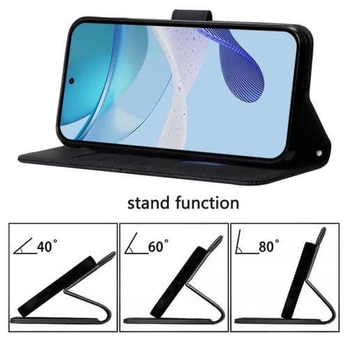 Funda de cuero con tapa y relieve 3D para ZTE Blade A52 Lite (negra)