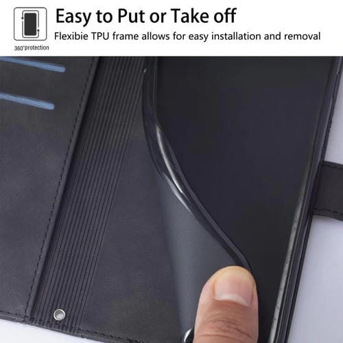 Funda de cuero con tapa y relieve 3D para ZTE Blade A52 Lite (negra)