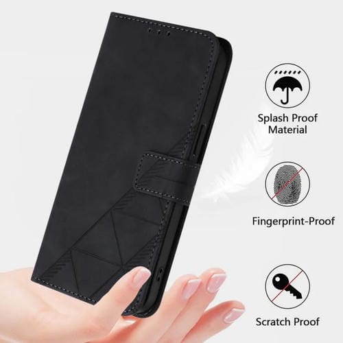 Funda de cuero con tapa y relieve 3D para ZTE Blade A52 Lite (negra)
