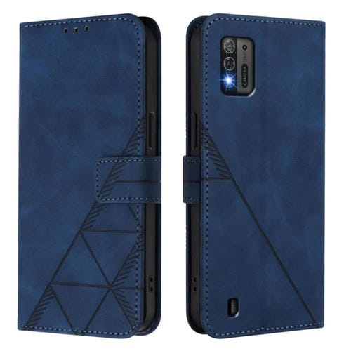 Funda de cuero con tapa y relieve 3D para ZTE Blade A52 Lite (azul)