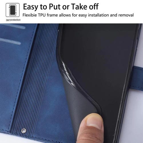 Funda de cuero con tapa y relieve 3D para ZTE Blade A52 Lite (azul)