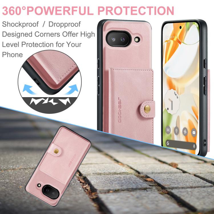 Funda Magnética Desmontable Estilo Billetera para Google Pixel 9A Jeehood J01 (Rosa)