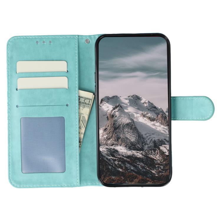 Funda de cuero con estampado de mandala solar para Samsung Galaxy A05 (verde)