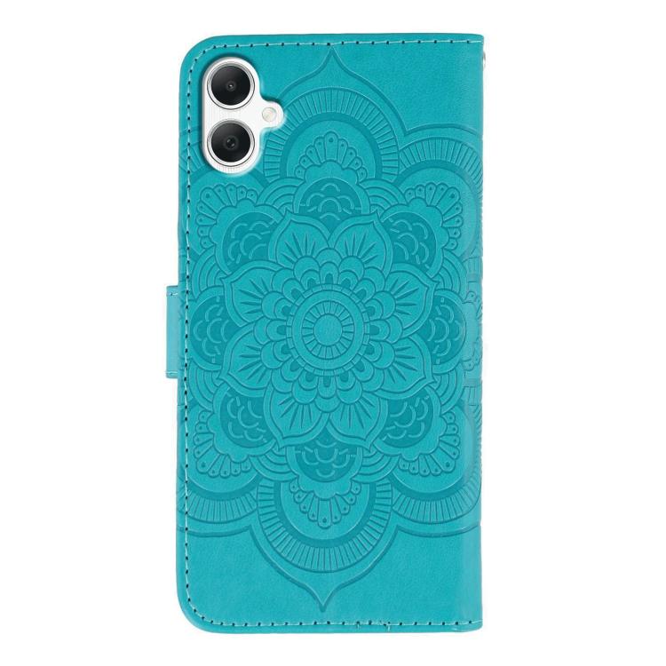 Funda de cuero con estampado de mandala solar para Samsung Galaxy A06 4G/5G/A07 5G (azul)