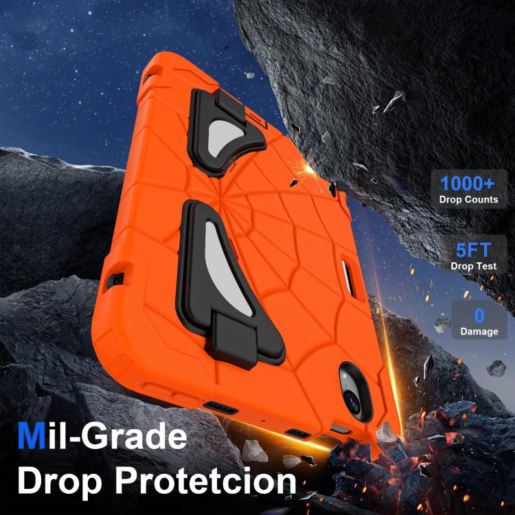 Funda Protectora para iPad Mini 2024 Mini 6 Silicona y Policarbonato a Prueba de Golpes (Naranja y Negro)