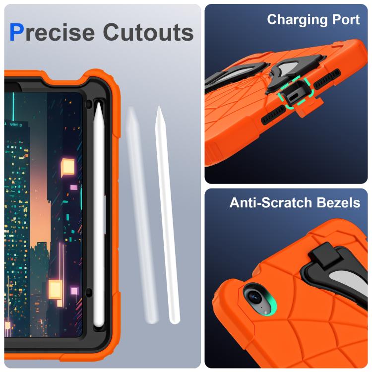 Funda Protectora para iPad Mini 2024 Mini 6 Silicona y Policarbonato a Prueba de Golpes (Naranja y Negro)