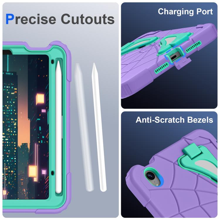 Funda Protectora para iPad Mini 2024 Mini 6 Silicona y Policarbonato a Prueba de Golpes (Morado, Verde Menta)
