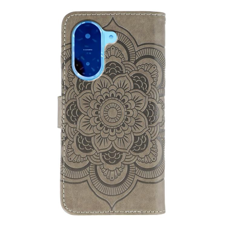 Funda de cuero con estampado de mandala solar para Redmi A5 4G (173,3 mm, gris)