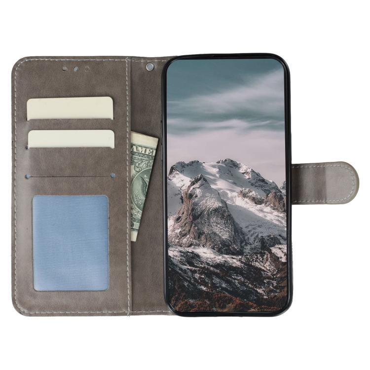 Funda de cuero con estampado de mandala solar para Redmi A5 4G (171,7 mm) / Poco C71 4G (gris)