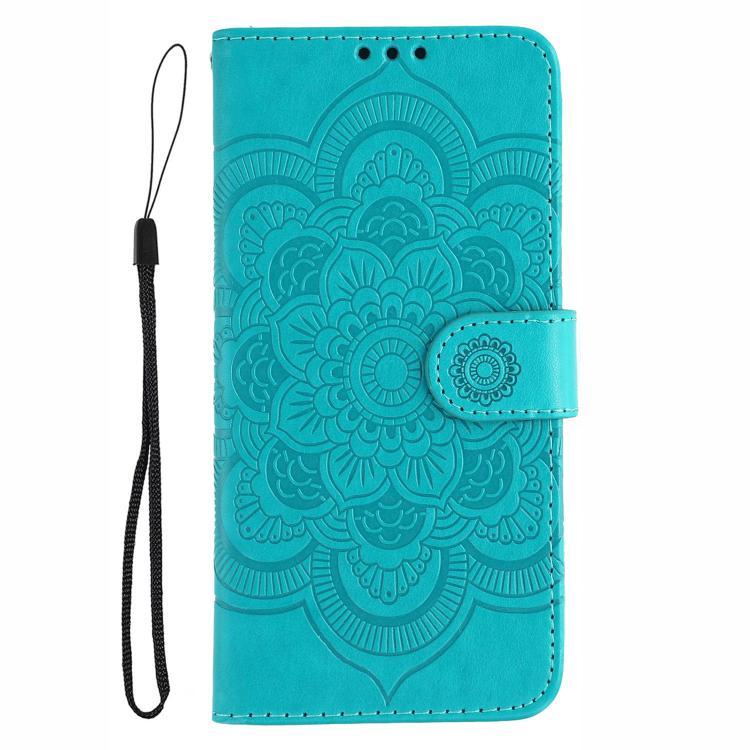 Funda de cuero con estampado de mandala solar para Redmi A5 4G (171,7 mm) / Poco C71 4G (azul)