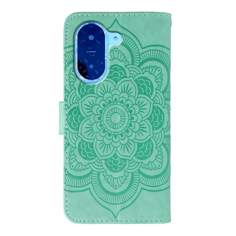Funda de cuero con estampado de mandala solar para Redmi A5 4G (171,7 mm) / Poco C71 4G (verde)
