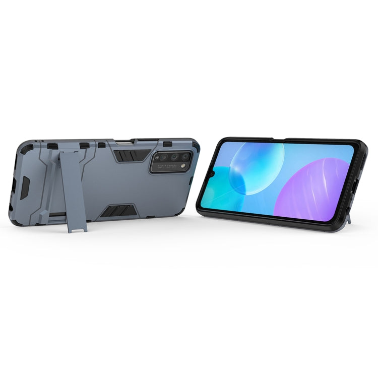 Para Huawei Honor 30 Lite PC + TPU Funda protectora a prueba de golpes con soporte invisible (Azul marino)