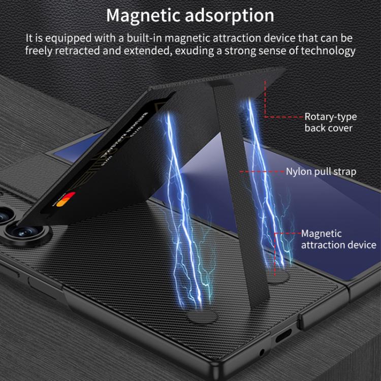 Funda para Samsung Galaxy Z Fold7 5G GKK con soporte de rotor integrado y ranura para tarjeta empotrada (marrón)
