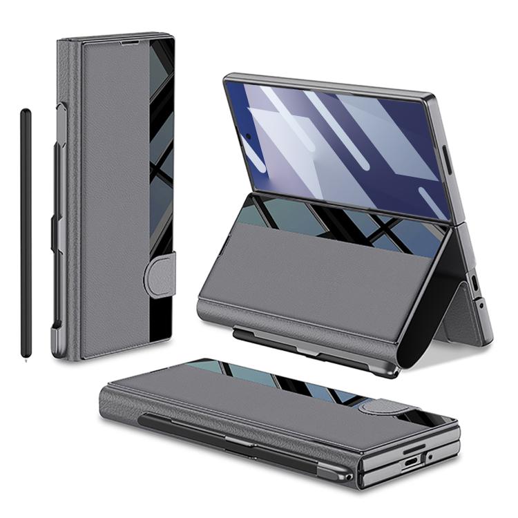 Funda plegable GKK con ranura para bolígrafo (no incluye bolígrafo) para Samsung Galaxy Z Fold7 5G (gris)