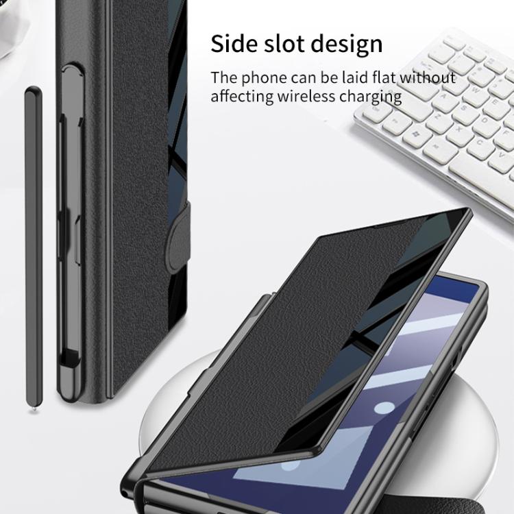 Funda plegable GKK con ranura para bolígrafo (no incluye bolígrafo) para Samsung Galaxy Z Fold7 5G (gris)