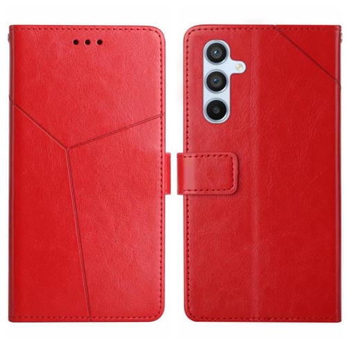 Funda de cuero con tapa y diseño en forma de Y para Samsung Galaxy S25 FE 5G (roja)