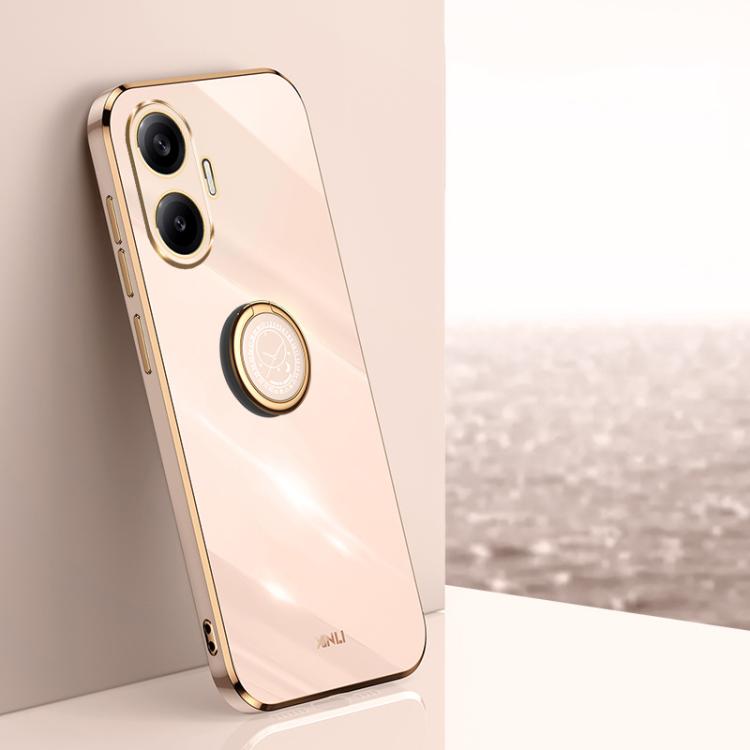 Funda de TPU con borde recto y acabado galvanizado 6D para Redmi Turbo 4 Pro (rosa)