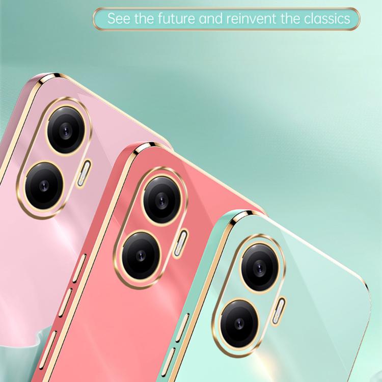 Funda de TPU con borde recto 6D galvanizado y soporte para anillo para Redmi Turbo 4 Pro (morado cereza)