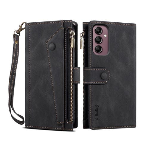 Funda de cuero con tapa RFID para Samsung Galaxy S25 FE 5G ESEBLE, estilo retro esmerilado (negro)