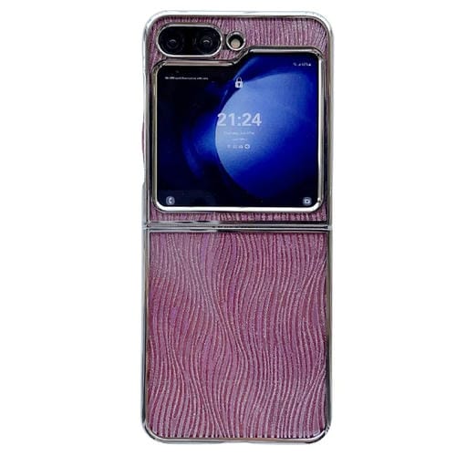 Estuche para Teléfono Samsung Galaxy Z Flip5 Cobertura Total Hebilla Lateral PC Papel Brillante (Rojo)