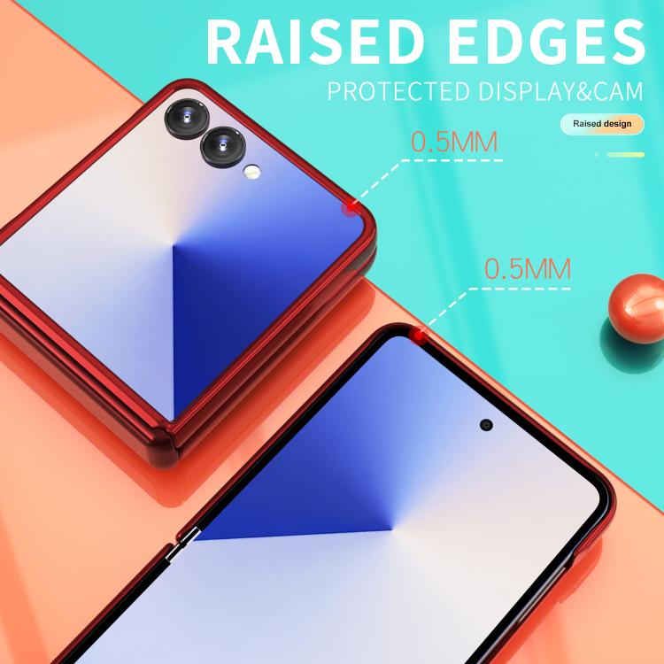 Funda con bisagra y ventana deslizante para Samsung Galaxy Z Flip7 5G con soporte de anillo (roja)