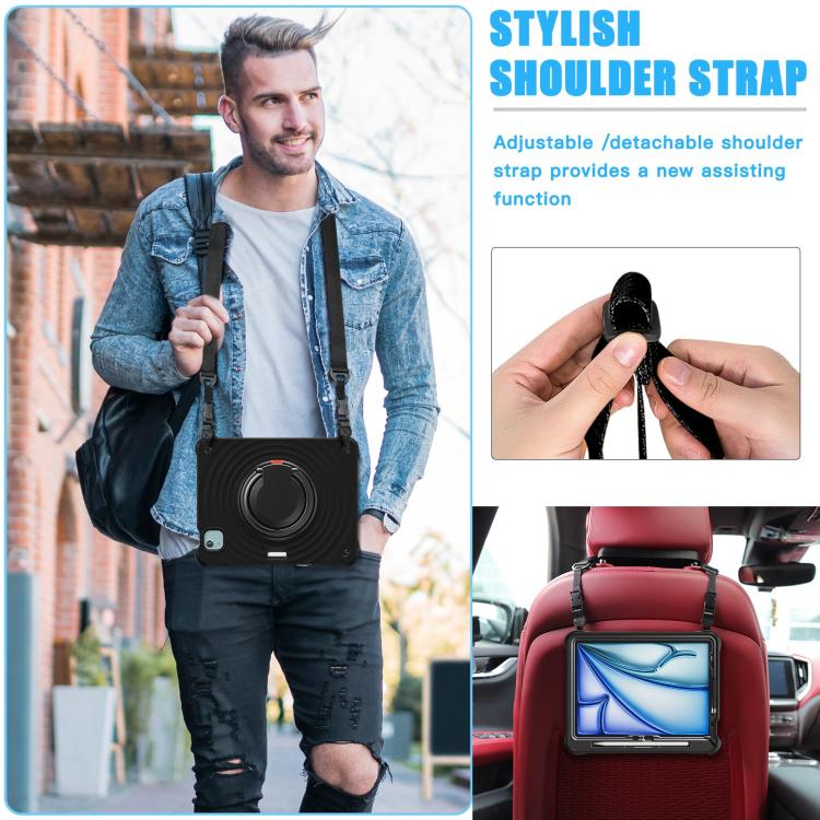 Funda híbrida Silicona para iPad Air 11 (2025/2024) con Asa Giratoria (Negro)