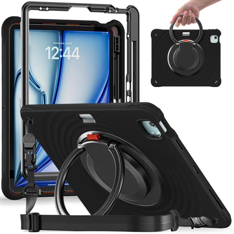Funda híbrida de silicona para iPad Air 13 (2025/2024) con asa giratoria (Negro)