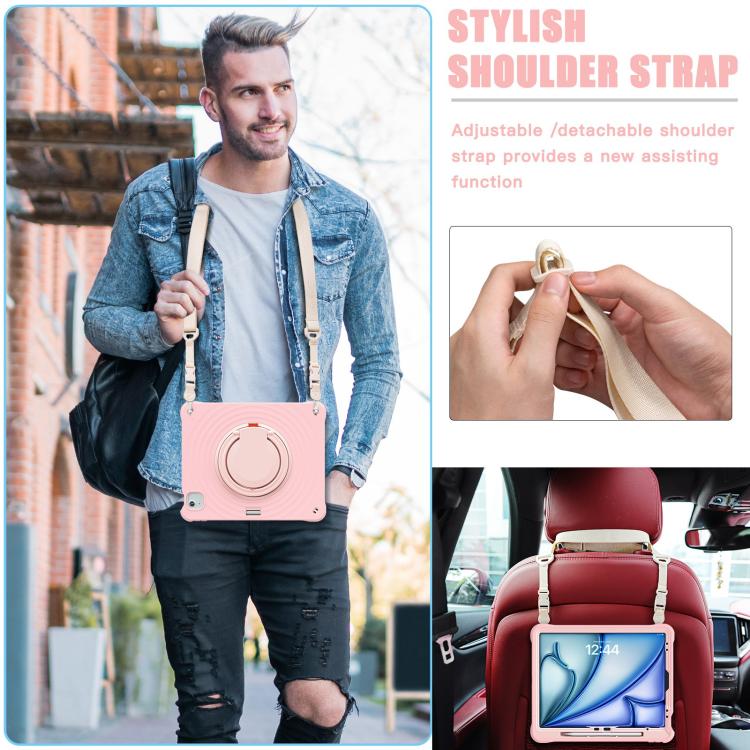 Funda híbrida Silicona para iPad Air 13 (2025/2024) con Asa Giratoria y Soporte (Rosa)